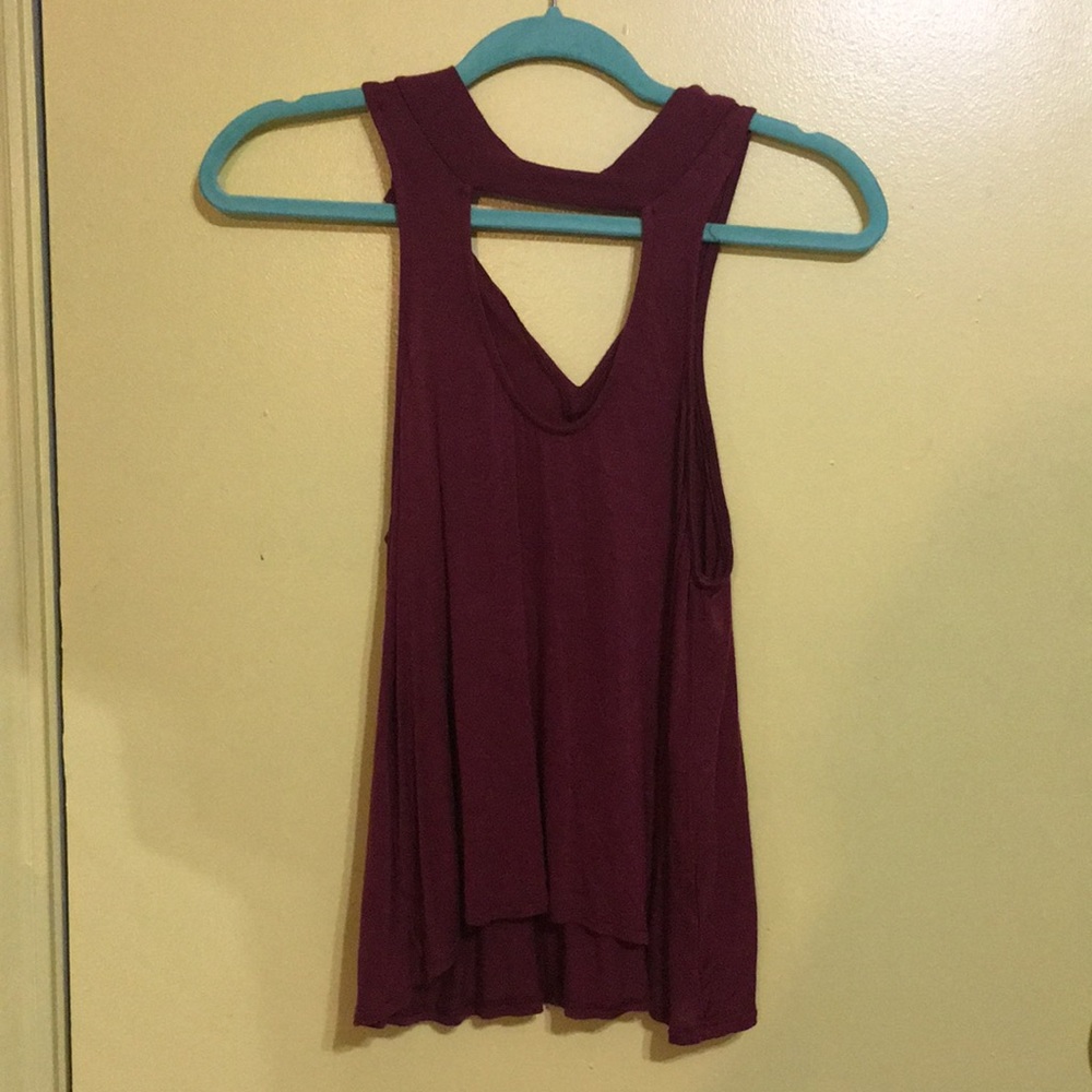 Red top with choker collar